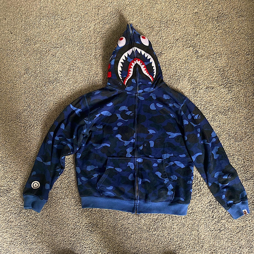 Blue Bape Hoodie Size Medium